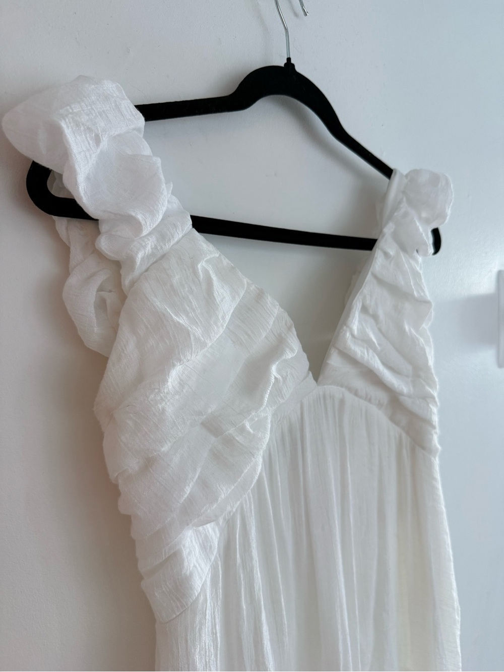 White Ruffle Detail Women's Dress